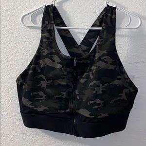 Fabletics camo zipper sports bra